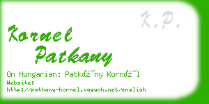 kornel patkany business card